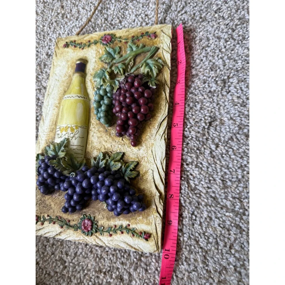 Tile‎ Wine Bottle Grapes Wall Decor Kitchen Art Italian Tuscan Style Hanging